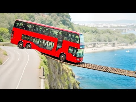 Cars vs Suspension Bridge Challenge #2 in BeamNG Drive!