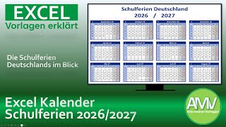 Schulferienkalender 2026/2027 – übersichtliche Ferienübersicht als Excel & PDF V