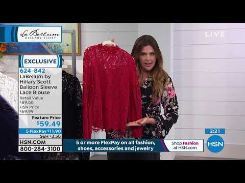 LaBellum by Hillary Scott Balloon Sleeve Lace Blouse