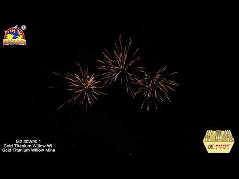 90 Shots Gold Titanium Willow W Shape Combination Effects Outdoor Cake Fireworks