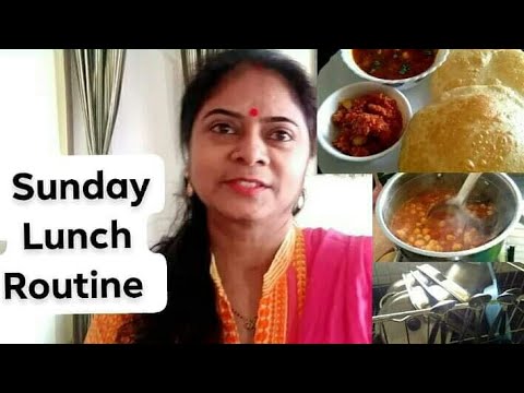 INDIAN MOM SUNDAY LUNCH ROUTINE 2019|Lunch Routine in Hindi| Kitchen Cleaning Routine| Chole Bhature Video