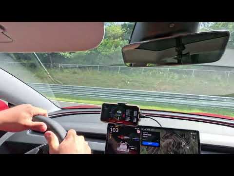 Tesla Model 3 Performance 2024 almost crashes on Nurburgring