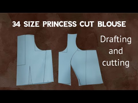 34 size princess cut blouse drafting and cutting in telugu | How to cut 34 size princess cut blouse