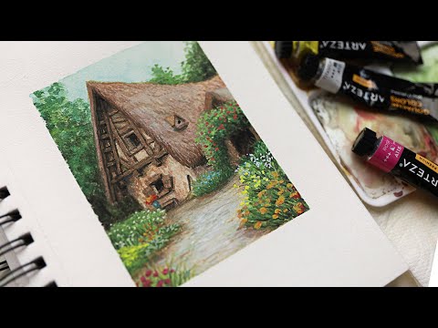 Painting a cozy cottage 🏡 GOUACHE TIMELAPSE