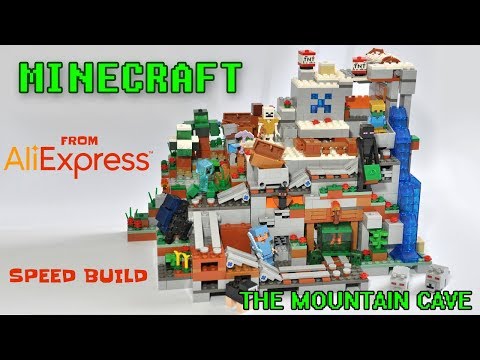 Minecraft The Mountain Cave Unofficial LEGO KnockOff Set  - Speed Build - Aliexpress Unboxing Haul