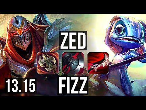 ZED vs FIZZ (MID) | 13/0/3, Legendary, 6 solo kills, 800+ games | EUW Grandmaster | 13.15