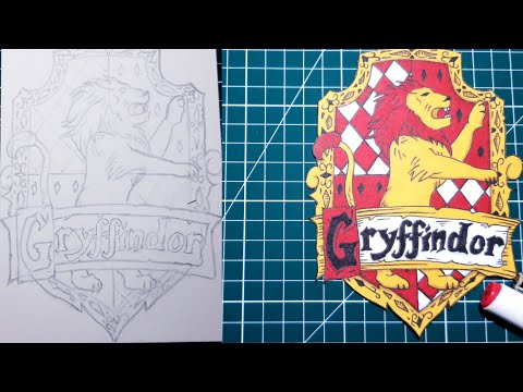 Comment Dessiner le Blason Gryffondor de Poudlard / Dessin Harry Potter