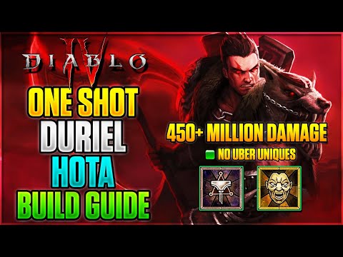 Season 2 ONE SHOT DURIEL HOTA Barbarian Build Guide | Diablo 4