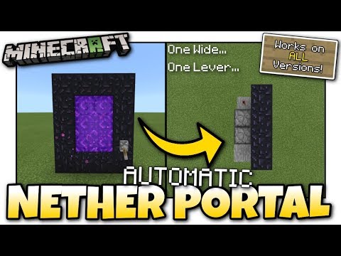 Skippy 6 Gaming - Minecraft Bedrock - AUTOMATIC NETHER PORTAL - 1 WIDE⚡ On & Off ⚡ Tutorial - PS4 / MCPE /Xbox /Switch