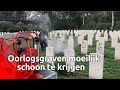 Schoonmaken bekladde grafstenen oorlogsbegraafplaats blijkt lastig
