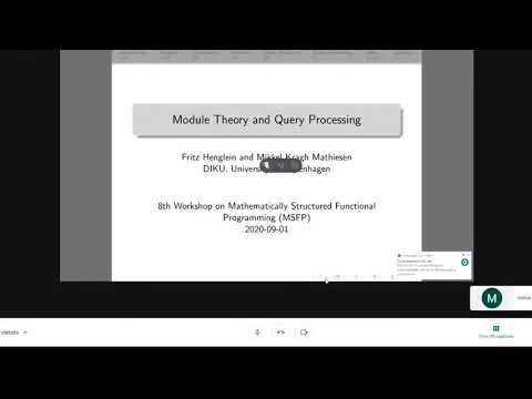 MSFP 2020 - Mikkel Kragh Mathiesen - Module Theory and Query Processing