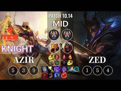 TES knight Azir vs Zed Mid - KR Patch 10.14