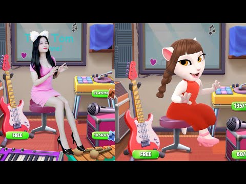 Cute Girl Imitate Angela Play Guitar - My Talking Angela 2 Real Life Vs Girl So  Cool