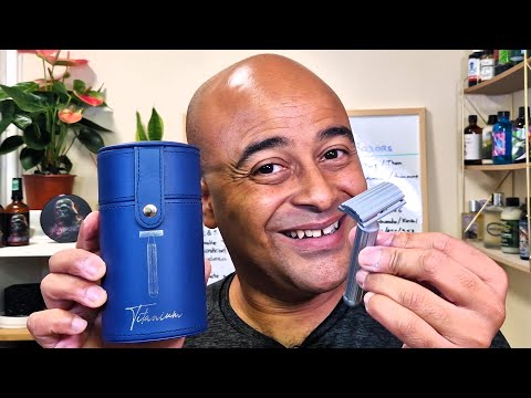 ASMR SHAVE Titanium Space Razor by Design 94 first try.