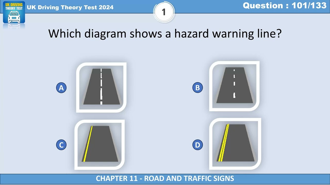 Recognizing Hazard Warning Lines | UK Driving Theory Test