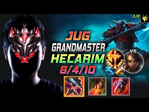 GrandMaster Hecarim Jungle vs Nidalee - 천상계 정글 헤카림 템트리 룬 선혈 정복자 ヘカリム Гекарим 战争之影 - LOL KR 11.19