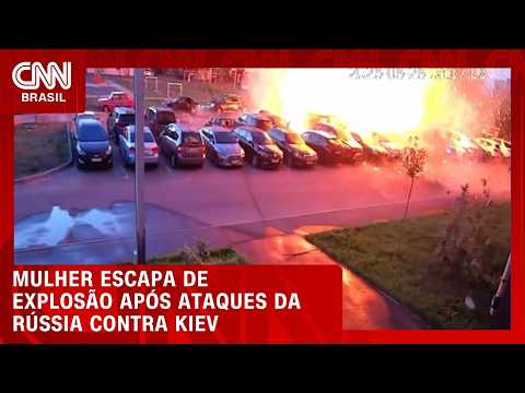 Mulher escapa por pouco de explosão em meio a ataques da Rússia contra Kiev | CNN BRASIL