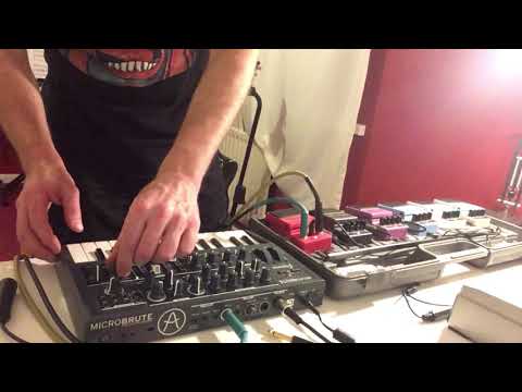 Arturia Microbrute + Alesis SR16 + Boss Pedals.