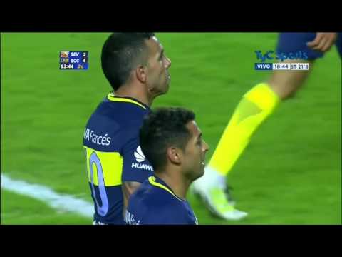 Gol de Tevez (3-4) / Sevilla 3-4 Boca Juniors - Amistoso internacional