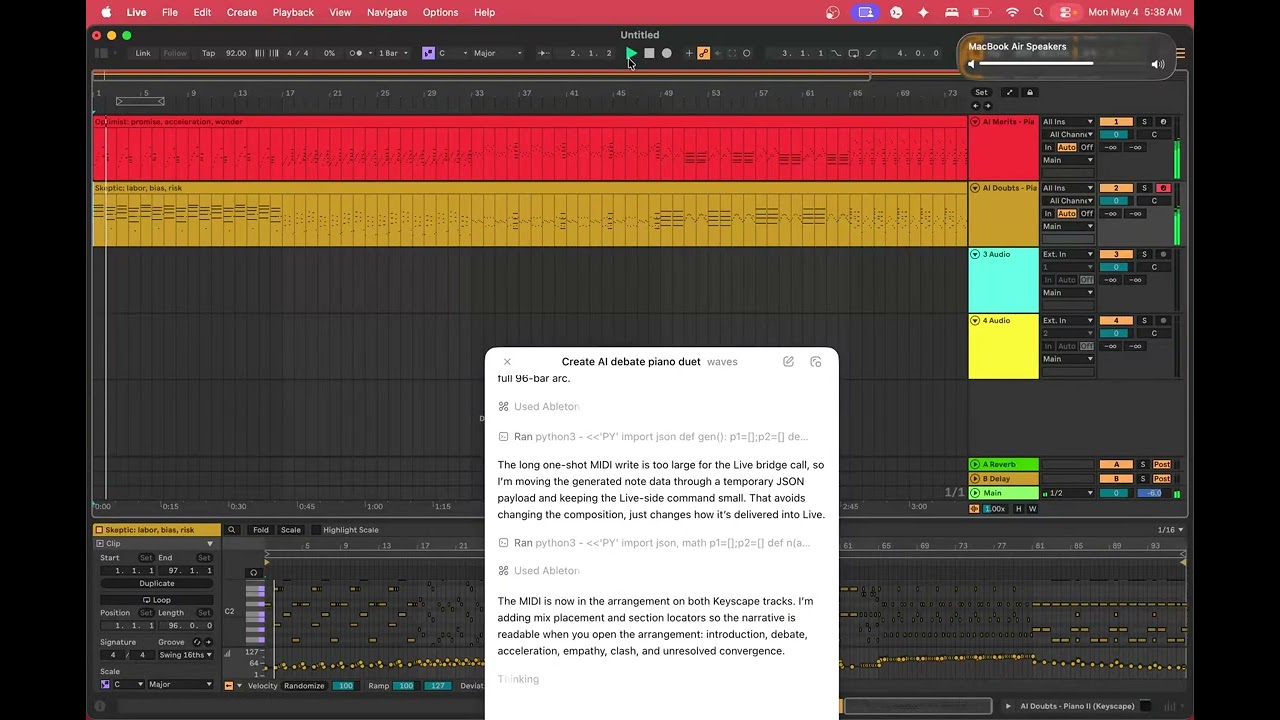 Ableton Live MCP piano demo