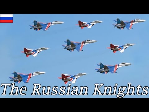The Russian Knights Team Perform Aerobatic Maneuvers Sukhoi SU-30, SU-27, MiG-29