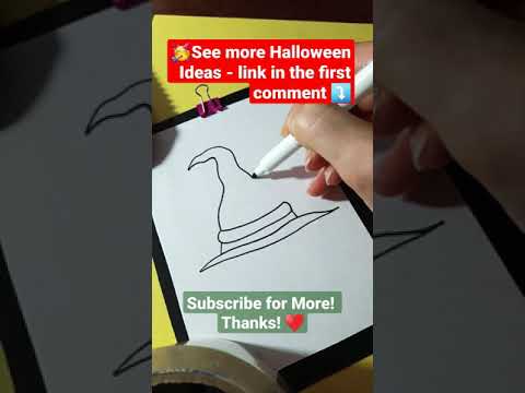 Easy WITCH Hat 👒 How to Draw Cute Halloween things ideas 💡Cum desenez pălărie vrăjitoare #art #134