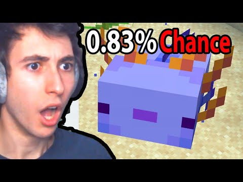 Gamers Reaction to finding a Rare Blue Axolotl in Minecraft
