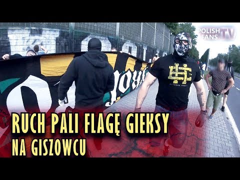 Ruch pali flagę GKS-u Katowice na Giszowcu (10.05.2018 r.)