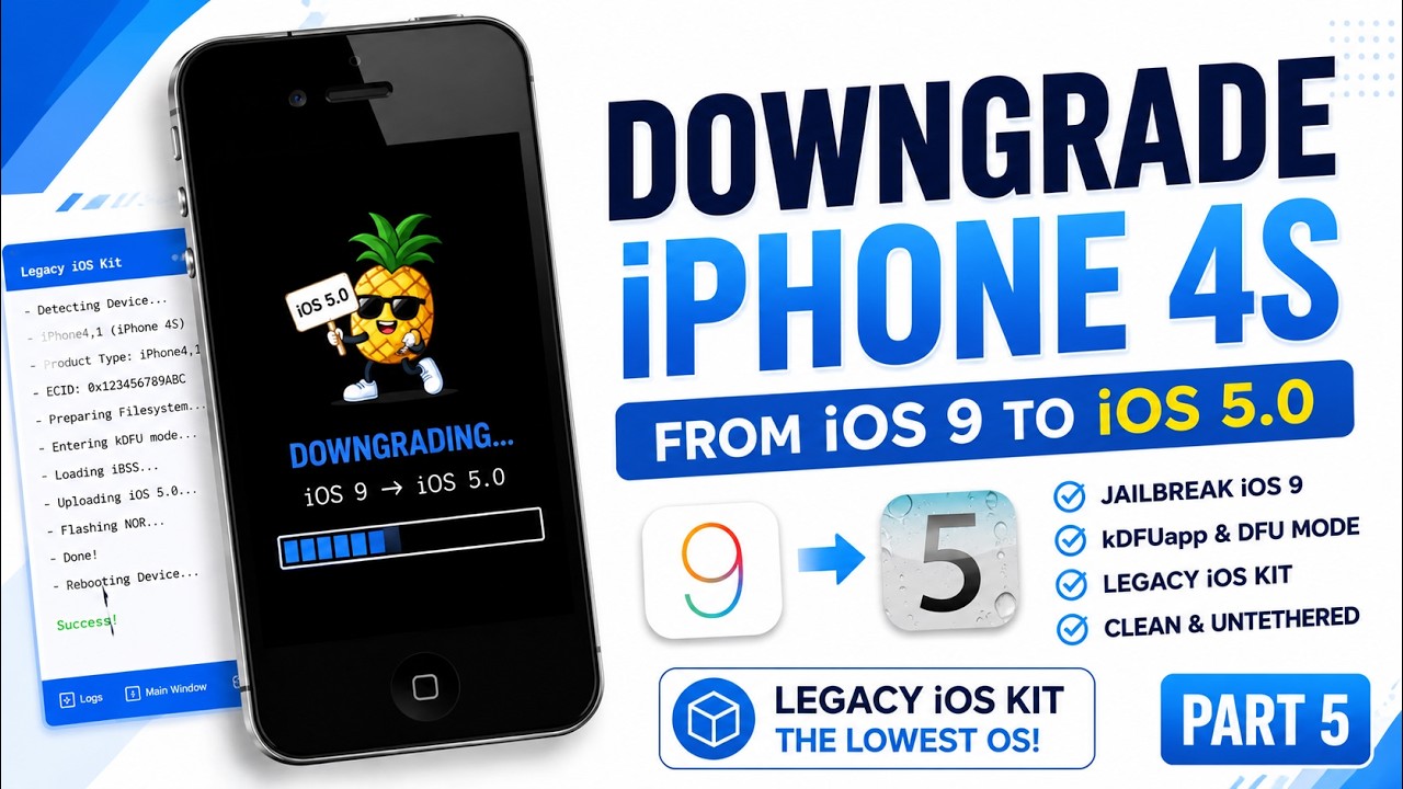 iPhone 4s Guide 5 | How to Downgrade iOS 9 to iOS 5.0 (Lowest iOS) | Legacy iOS Kit