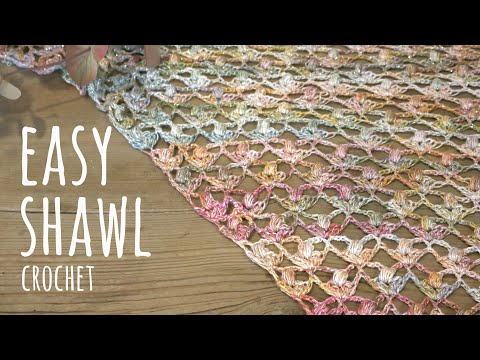 HOW TO CROCHET EASY LACE SHAWL | 🌷 MINI TULIPS STITCH 🌷 | Lanas y Ovillos in English