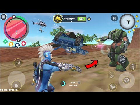 Rope Hero Vice Town (Rope Hero Turnover Army Tank on Ground) Police Car Robot - Android Gameplay HD