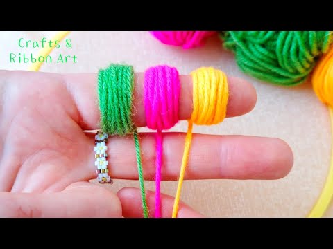 It's so Beautiful 💖🌟 Superb Flower Craft Idea with Wool - NEW Hand Embroidery Amazing Flower Design