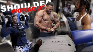 SHANE and QUAN take on my bodybuilding shoulder workout | WHO CAN LAST THE LONGEST $2500 CASH WINNER