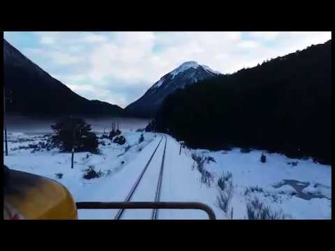 Loco cab view in the snow  at Cora Lynn,  Arthurs Pass.