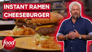 Guy Fieri's Cheeseburger Challenge With A Slide Twist | Guy's Grocery Games