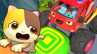 Monster Fire Truck Saves Mimi | Monster Car Song for Kids | Nursery Rhymes | Kids Songs | BabyBus