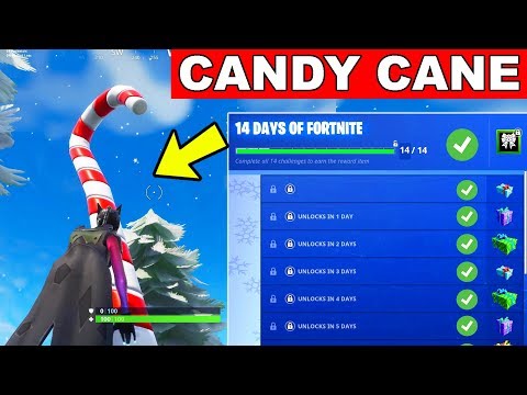 14 Days Of Fortnite Challenges Day 2 How To - day 2 reward visit giant candy cane 14 days of fortnite