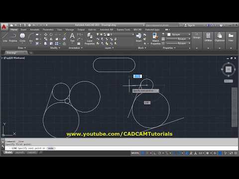 AutoCAD Tutorial Circle Command 3 Point 2 Point Tan Tan Radius Tangent Circles