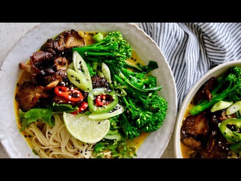 Warming PLANT-BASED Recipes // Coconut noodle soup bowl