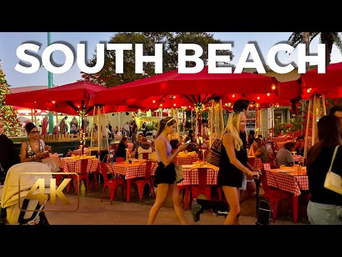 Ocean Drive to Lincoln Road Walk , Miami Beach Walking Tour 4K UHD Miami, FL USA