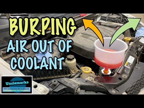 How to burp get air out while adding coolant on Pentastar 3.6 & other engines.
