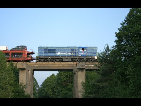 SM31-150 wraz z lawetami na wysokim wiadukcie w okolicach wsi Pólko koło Rogowca