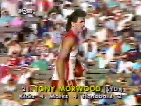 1988 Round 1 Footscray Vs Sydney at VFL park  Channel 7 Monday Football Highlights parts of each qua