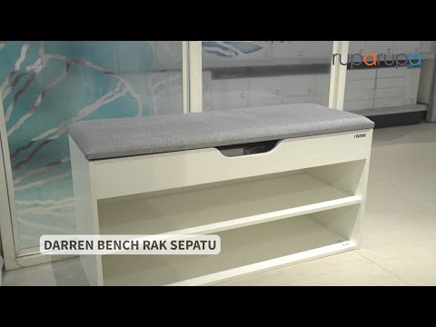Gambar Informa Darren Bangku Fabric Dengan Rak Sepatu 3 Tingkat - Putih