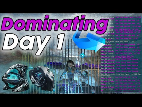 DOMINATING Day 1 And Claiming The Most OP Base Location... ARK PvP