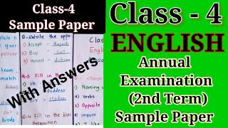 CLASS - 4 ENGLISH Annual Examination Sample Question Paper | Class-4 2nd Term English Sample Paper