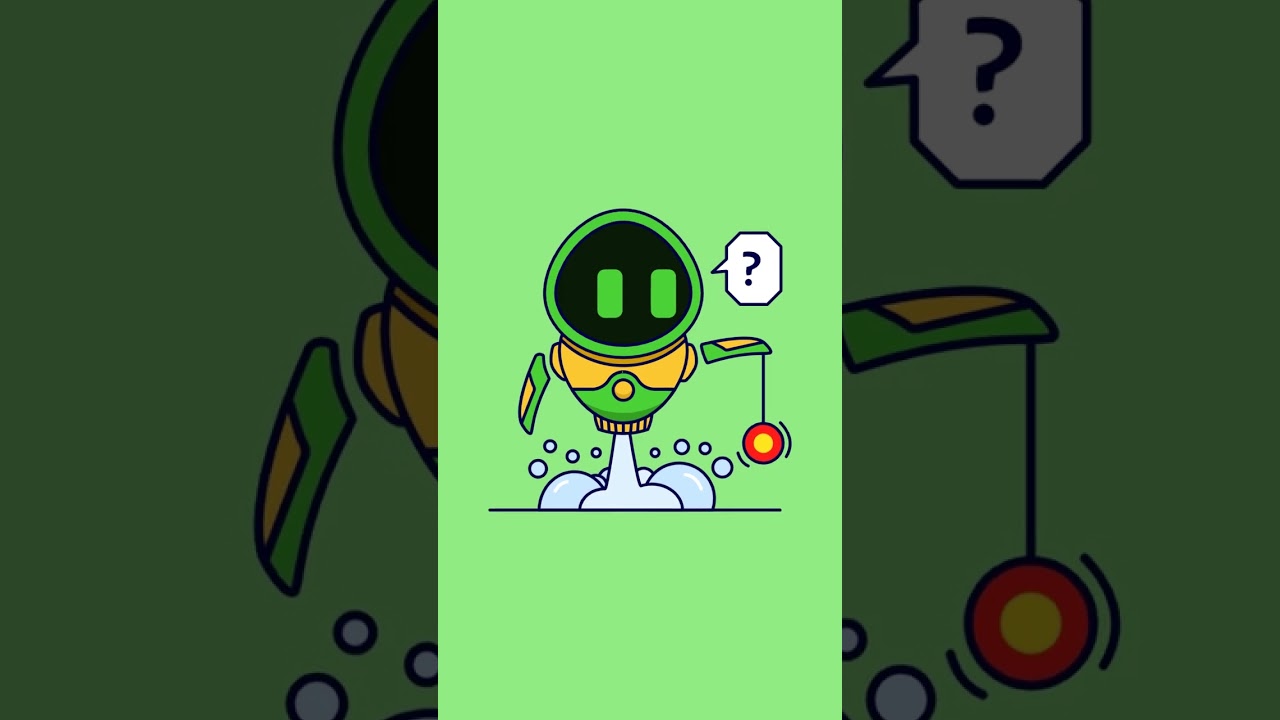 Cute green robot plays yoyo and ball vector illustration