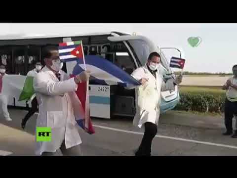 Regreso a Cuba de Brigada Henry Reeve de Lombardia, Italia.