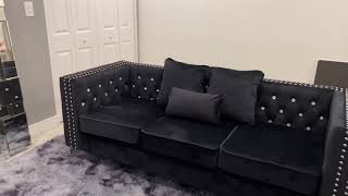 3 seat black velvet sofa | AMAZON FIND