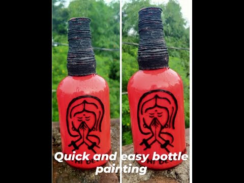 Quick and easy bottle painting | easy DIY bottle art | painting bottle without brush